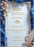 Elegant Royal Blue Muslim Wedding Invitation