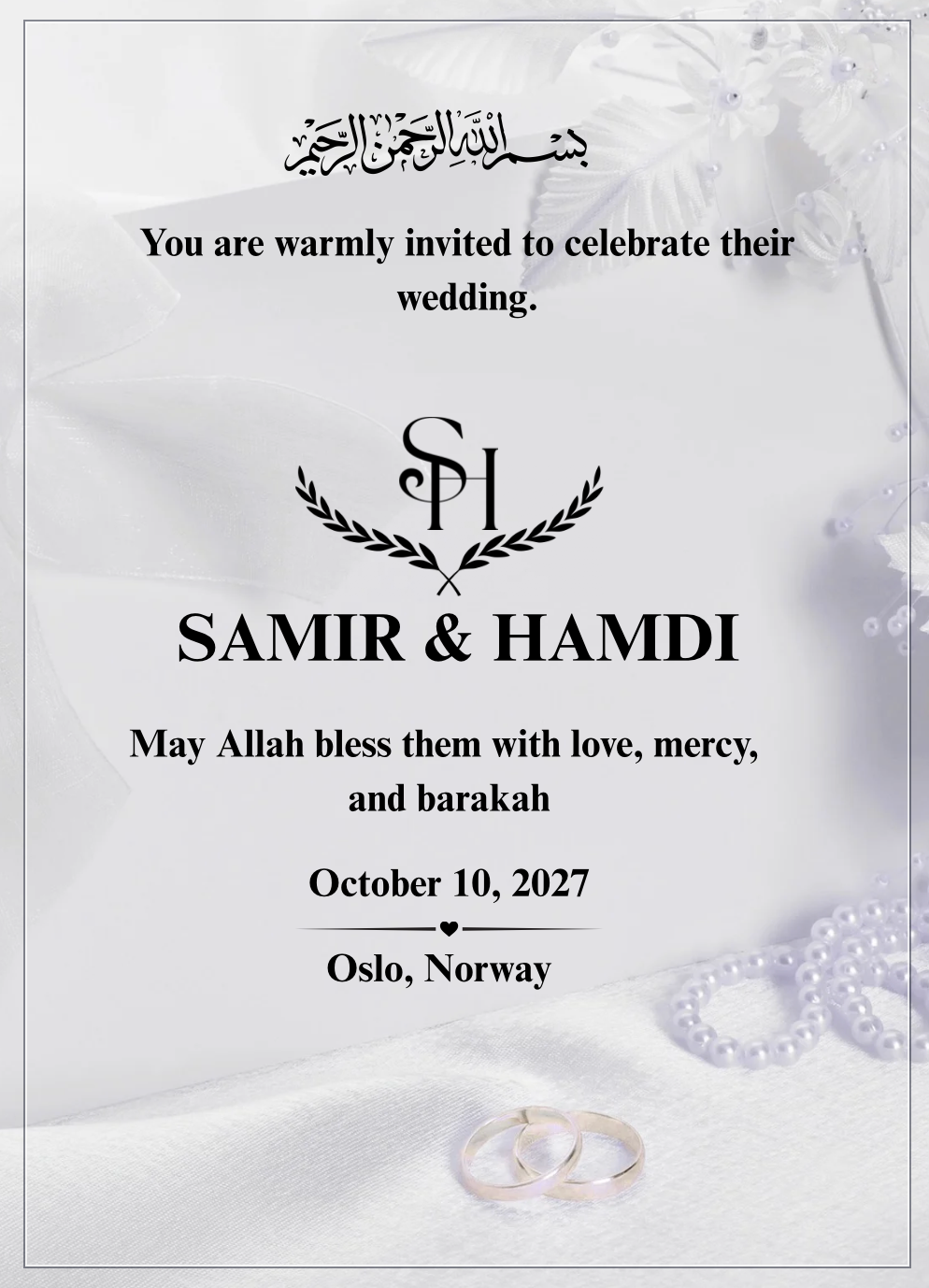 Luxury Ivory Muslim Wedding Invitation